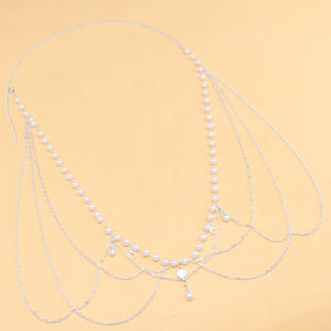 Cadena de cintura de perlas con borlas, estilo chino, accesorio Hanfu antiguo para mujer, cinturón de fiesta, blanco K, dos hebillas de langosta - Product Image 3