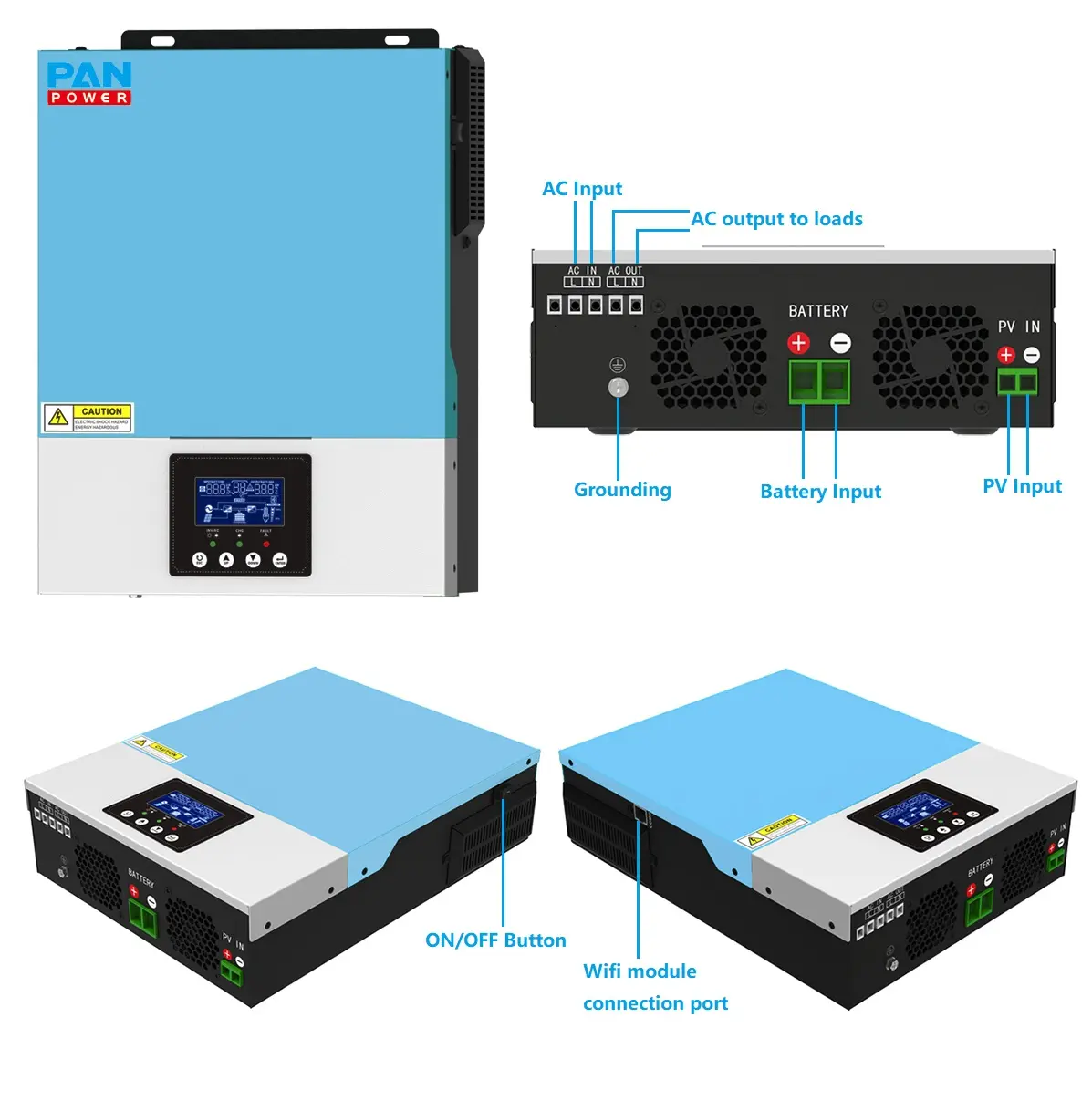 DC To AC inverter 12VDC 1.5KW 1.6KW 2KVA 230VAC Off Grid Solar Hybrid Inverter Built-In MPPT Solar Charger Controller