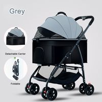 Poussette 3-en-1 en acier pour animaux de compagnie, détachable, pliable, à 4 roues, toutes saisons, pour chiens et chats, idéale pour les voyages et le camping