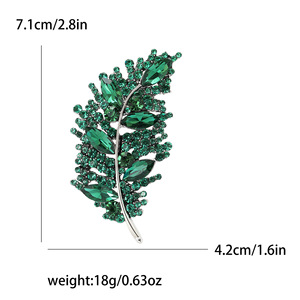 Broches de hoja de diamantes de imitación de diseño completo para mujer, broche de lujo, de solapa de Metal Pin, joyería para fiesta y boda, broche de cristal al por mayor - Product Image 5