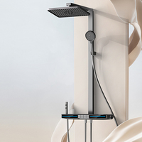 Ensemble de système de robinet de douche thermostatique intelligent à affichage numérique LED noir pour spa à effet de pluie