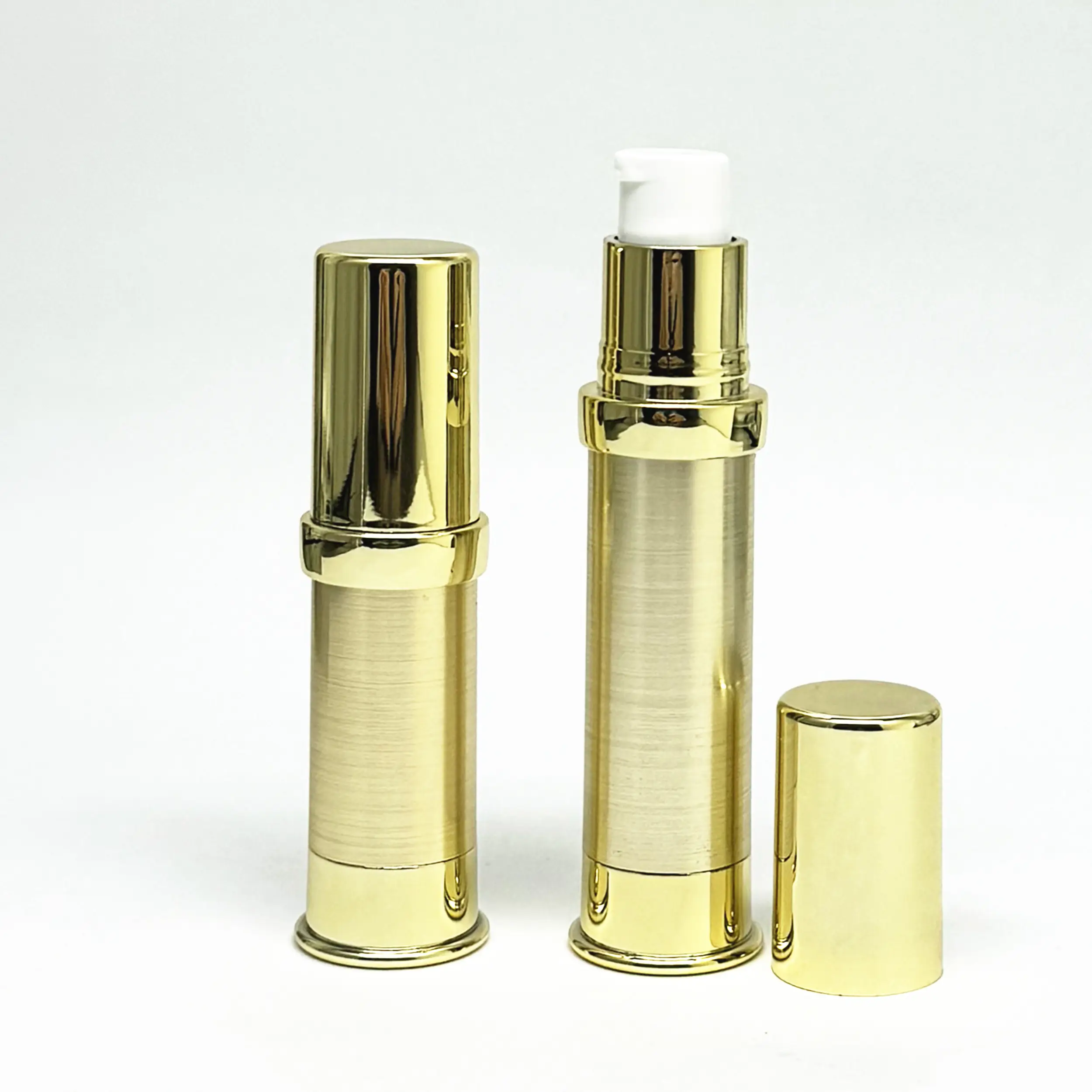 Gold Empty Airless Pump Bottle for Skin Care Cosmetic Serum   Eye Cream Packaging 5ml 10ml Screen Printing Surface Handling