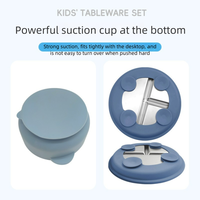 Vente en gros, Assiette à ventouse en acier inoxydable 304, Bol, Tasse, Bavoirs en silicone pour enfants et bébés, Ensemble de vaisselle pour l'alimentation et le sevrage