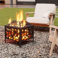 Brasero à bois en métal de 15,7 pouces avec écran anti-étincelles, foyer extérieur en acier pour patio, camping, jardin, terrasse