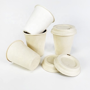 Vasos de Papel Biodegradables y Compostables de Calidad Alimentaria, Hechos de Bambú y <span class=keywords><strong>Caña</strong></span> de Azúcar, para Café y Jugos, con Tapas - Product Image 4