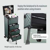 Salon de manucure maquillage à roulettes Train Case 4-Drawer Beauty Cosmetology Case Verrouillable Wheels Manucure/Face Painting/Hairstylist/Tattoo