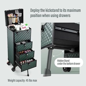 Salon de manucure maquillage à roulettes Train Case 4-Drawer Beauty Cosmetology Case Verrouillable Wheels Manucure/Face Painting/Hairstylist/Tattoo - Product Image 5