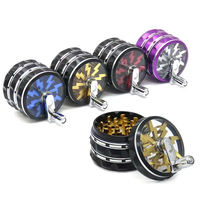 Approvisionnement d'usine de haute qualité 63mm 4-Part Lightning Aluminium Herb Spice Grinder avec poignée Accessoires pour fumer personnalisés
