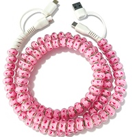 Câble de charge de type C perlé en forme de cœur rose 4 en 1, accessoires électroniques