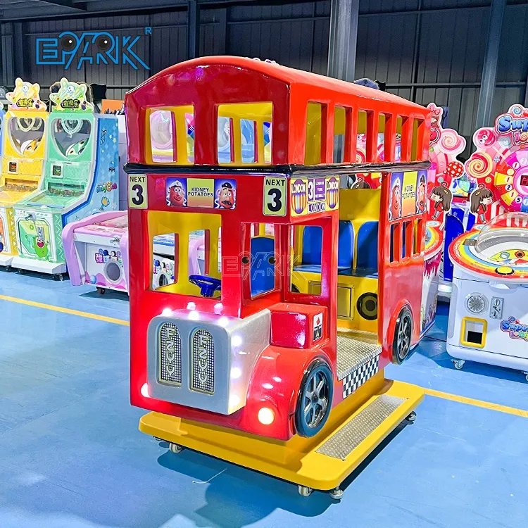 Münz betriebene Busform Elektronische Kinder fahrt Maschine Kunststoff Kiddie Ride London Bus Für 3 Spieler