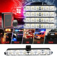 4-teiliges Auto-Warnlicht-Set, Notfall-Stroboskop-Blitzlicht, Kühlergrill-Lichtleiste mit Fernbedienung für PKW und SUV XA9206-4