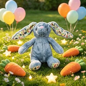Plush Dog Toy Crinkly Rabbit Blue White Pig Powder Floral <b>Pattern</b> Sound Making Indoor Pet Chew Toys - Product Image 3