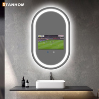 Miroir intelligent Android arqué personnalisé STANHOM FCC CE RoHS avec éclairage LED, assistant vocal Alexa et Google, écran tactile
