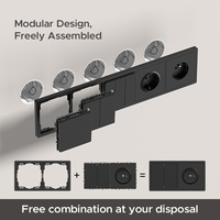 Prise murale modulaire russe BENDI 16A 250V Schuko 2 prises anti-effraction ignifuge PC IP20 Modèle C21