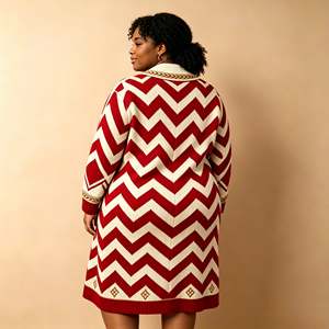 <span class=keywords><strong>Cardigan</strong></span> in Maglia Rosso <span class=keywords><strong>con</strong></span> <span class=keywords><strong>Collo</strong></span> <span class=keywords><strong>a</strong></span> <span class=keywords><strong>Scialle</strong></span> e Motivo, Lunghezza Media, Manica Lunga, per Donna, Maglione Ricamato per Gruppi e Confraternite, Capospalla - Product Image 3