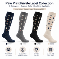 Chaussettes de compression montantes personnalisées pour animaux de compagnie avec empreintes de pattes, 15-20 20-30 mmHg, en tricot jacquard, OEM ODM Marque Privée