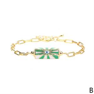 New Arrived 18K Gold Plated Stainless Steel Vintage Style Enamel <b>Bracelet</b> Hip-Hop Eye <b>Bracelet</b> Chain Jewelry - Product Image 5