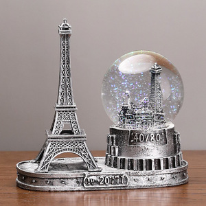 Caja de música de cristal de la Torre Eiffel con función giratoria para decoración de escritorio, regalo - Product Image 4