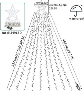 Đèn Dây Ngôi Sao Ngoài Trời Trang Trí Giáng Sinh Đèn LED 349 8 Chế Độ Với Ngôi Sao Trên Đỉnh Đèn Cây Giáng Sinh Cho Sân Nhà - Product Image 3