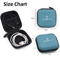 Boîte de rangement pour écouteurs Bluetooth en EVA avec fermeture éclair, organisateur de chargeur USB 9*9cm, logo personnalisé en gros, usine Dongyu directe