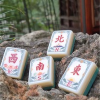 Mahjong américain d'esthétique orientale, ensemble de mahjong américain de luxe moderne pliable et portable, tuiles en acrylique pour les jeux de casino