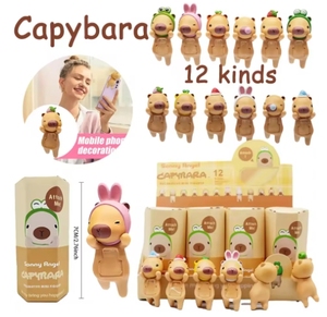 Botu 12 cái capybara loạt hộp mù Anime <span class=keywords><strong>mini</strong></span> hình đồ chơi Hippie điện thoại hợp thời trang quà tặng trang trí màn hình điều hướng xe hơi - Product Image 1