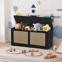 Banc de rangement en gros, compatible dropshipping, coffre de rangement en bois, boîte à jouets en bois avec couvercle relevable pour l'organisation