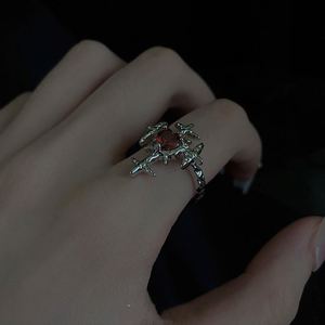 Punk Aesthetic Red Zirconia Heart Cross Open <b>Ring</b> Women Hip Hop Grunge Halloween Aesthetic Gothic Rhinestone <b>Adjustable</b> <b>Ring</b> - Product Image 3