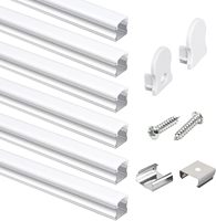 Lot de 6 canaux LED en forme de U pour bandes lumineuses à LED, couverture de diffuseur LED au néon laiteux plus épaisse, avec bande anti-fuite de lumière