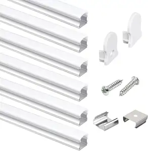 6-Pack U Shape led Channel for led Strip Lights, Thicker Milky Neon Led Diffuser Cover,with Anti-Light Leakage Strip
