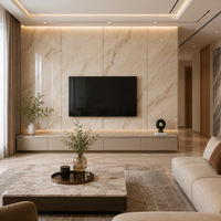 Panneau mural en marbre PVC ignifuge de classe B1, flexible, léger, finition brillante blanc Carrara, aspect Calacatta Gold