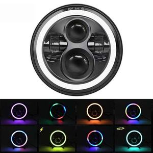 Phare LED personnalisé de 7 pouces 75W 12V avec œil d'ange RVB coloré, feux de jour DRL pour moto, 12000LM, ajustement universel - Product Image 2