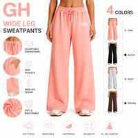 Pantalon de sport pour femme GH avec logo personnalisé, taille haute, élastique, grande taille, coupe ample, respirant, léger, pour la gym, l'entraînement et le yoga