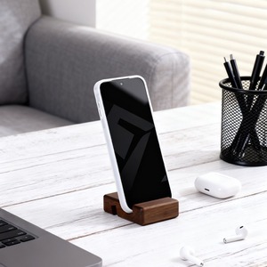 Soporte para Teléfono de Madera de Nogal con Doble Ranura, Soporte de Escritorio Portátil Universal para Teléfono Móvil - Product Image 2