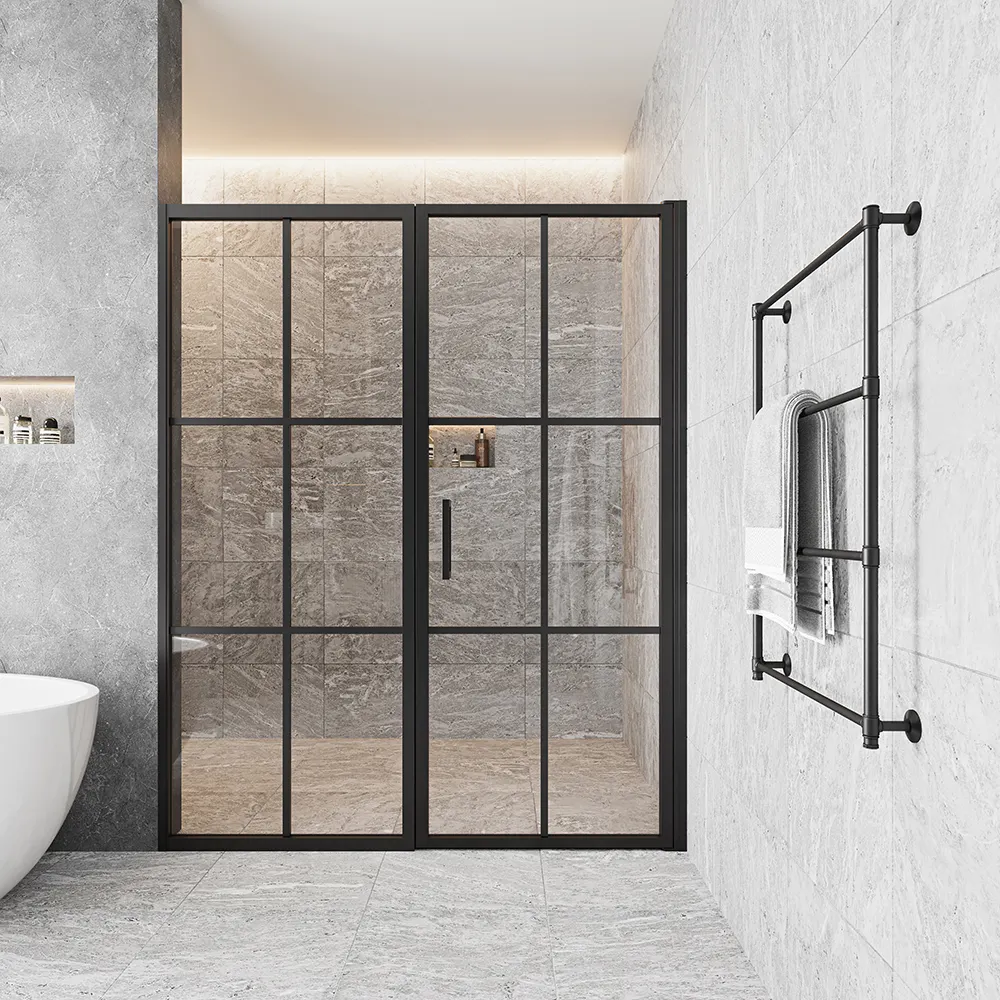 Camera da letto con cornice nera da bagno box doccia da 10mm in vetro temperato porta doccia con cornice in alluminio pannello in vetro doccia