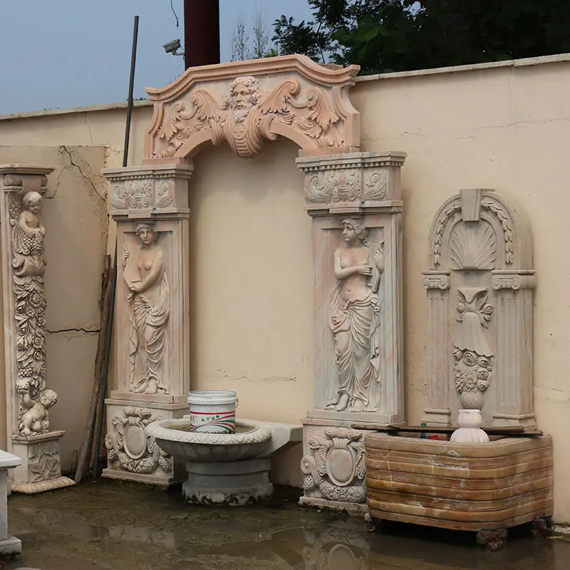 victorian home decoration hand carved white marble main arch door natural stone frame designs