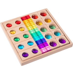 CPC Blocs de construction en bois arc-en-ciel 40 pièces, empilables, thème animaux et nature, pour l'éveil en maternelle, blocs hauts - Product Image 5