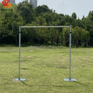SMOOTH Hot Sale Adjustable Aluminum Square <b>Backdrop</b> <b>Stand</b> with Stable Metal Base Reusable Wedding Fabric Curtain <b>Stand</b> - Product Image 1