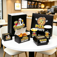 Boîte à hamburger jetable personnalisée en papier biodégradable pour l'emballage de la restauration rapide, poulet frit, frites, pizza à emporter