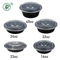 32OZ Runde BPA-freie PP To-Go Fast-Food-Behälter Wiederverwendbare Schwarze Einweg-Plastik-Bento-Lunchbox für Restaurants