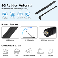 Antenne en caoutchouc 5G NR 4G LTE 600-6000 MHz 5dBi pliable à 90 degrés SMA mâle pour routeur CPE