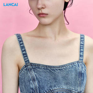 Fabricant personnalisé de haute qualité robe décontractée pour femmes sans manches robe en denim de coton coupe ajustée robe mi-longue à encolure carrée - Product Image 4