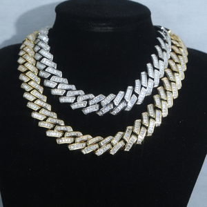 베젤 세팅 직사각형 큐빅 지르코니아 블링 빅 헤비 힙합 록 남성용 19mm 큐빅 체인 목걸이 - Product Image 3