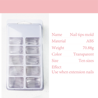 En gros, Moules carrés français pour nail art en plastique acrylique solide, pour extension de gel, couverture complète, réutilisables, pour faux ongles