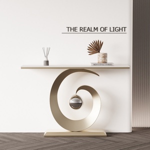 Mesa Consola Minimalista de Lujo Ligero con Tapa de Acero y Pizarra, Montada en la Pared para Entrada, Pasillo o Colocación en Contrapunto de Puerta - Product Image 2