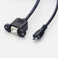 Kabel dudukan Panel perempuan, mikro B ke tipe B dengan kunci sekrup mikro 5pin ke USB B kabel dudukan panel