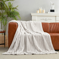 Luxuriöse 100% Polyester Doppelseitige Plissierte Nerz-Plüsch Stretch-Fleece Kunstfell-Decke Winter-Bettwäsche Gestrickt