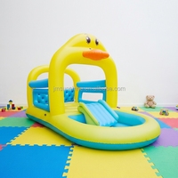 Piscine gonflable pour enfants Sunshine avec toboggan de tir et design canard jaune 301x174x193cm, fonction panier de tir