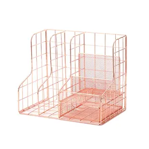 6 Compartments Mesh Metal Home Office Supplies Cute Pen Holder with Accessories