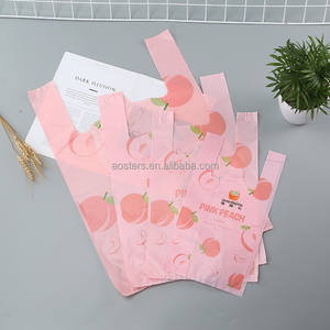 Kekuatan besar tas mudah terurai 100% tas rompi kaus belanja plastik murah untuk belanja dengan logo - Product Image 6